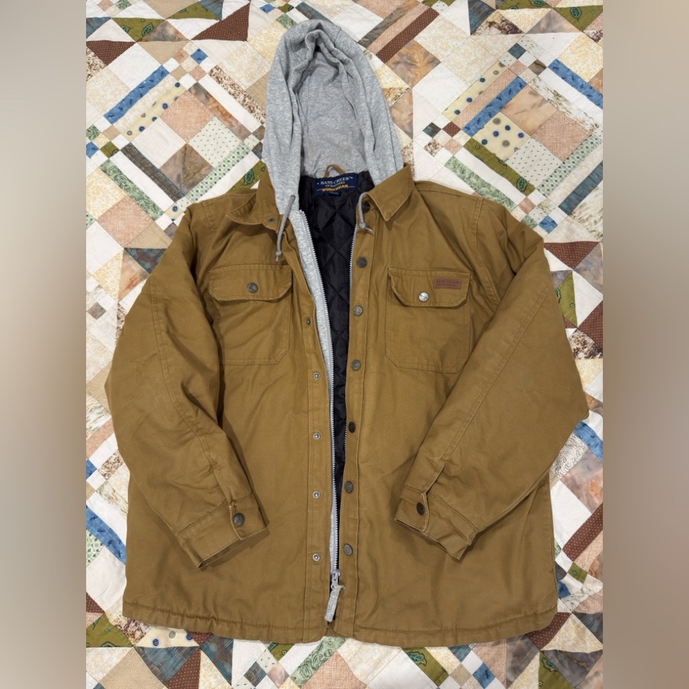 Men's Brown Work Jacket with Hood